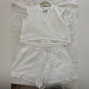 White Women's Gauze two piece Swim Coverup Set